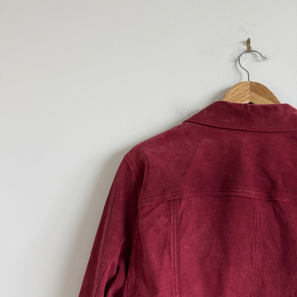 Vintage Maroon Suede Silver Snap Front Suede Jacket - Picture 13 of 14